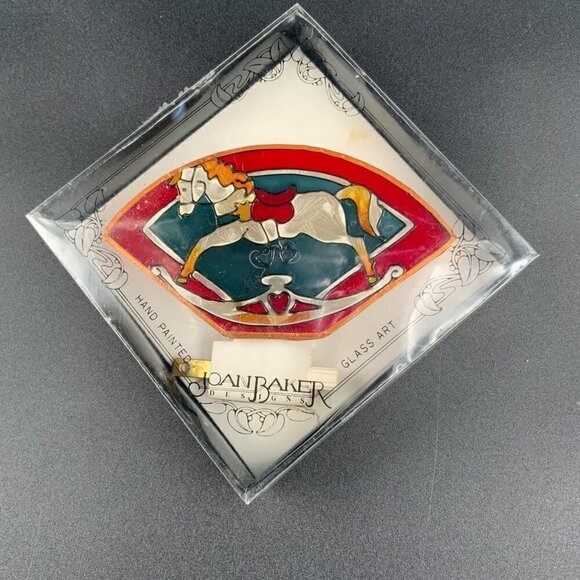 NEW Night Light, Plug In, Vintage Joan Baker Hand Painted Glass ROCKING HORSE - Picture 2 of 2